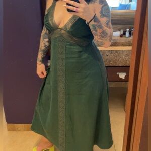 Zara Olive Green V-Neck Maxi Dress